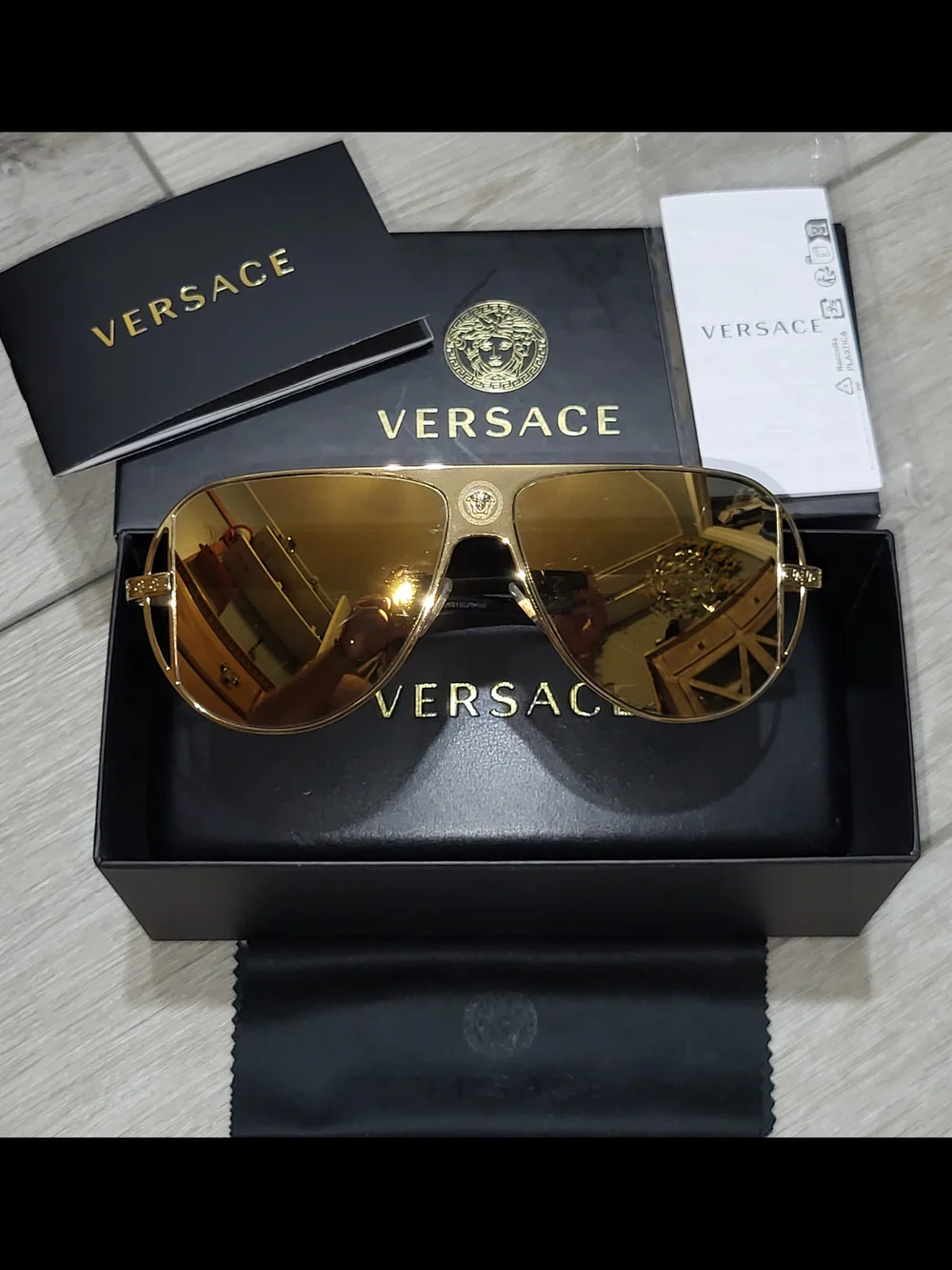 ✨️ Versace Men’s Custom Gold Aviator Sunglasses